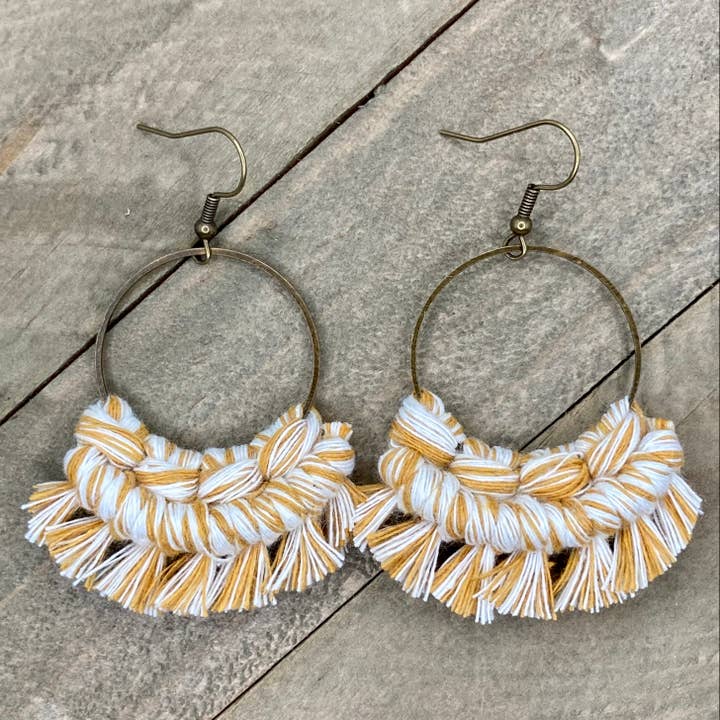 Multicolored Sm - Golden Mustard & Natural for wholesale by HK Macrame Jewelry