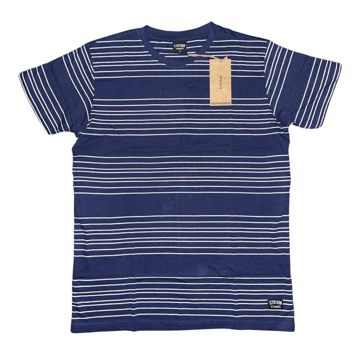 Katastrofe Kortærmet Tee Navy/Hvid for engroshandel hos Station Stripes