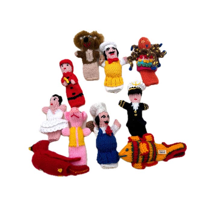 Tesoros Trading Company - Vente Marionnette à doigt – enfant et bébé - Marionnettes à doigts tricotées à la main, Puno, Pérou5