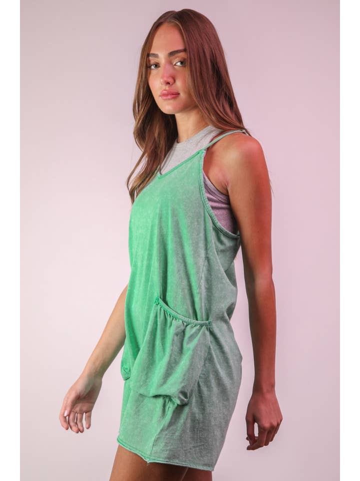 VERY J - Wholesale Romper - Women's - NP70359-Mineral Washed Sleeveless Casual Knit Romper18