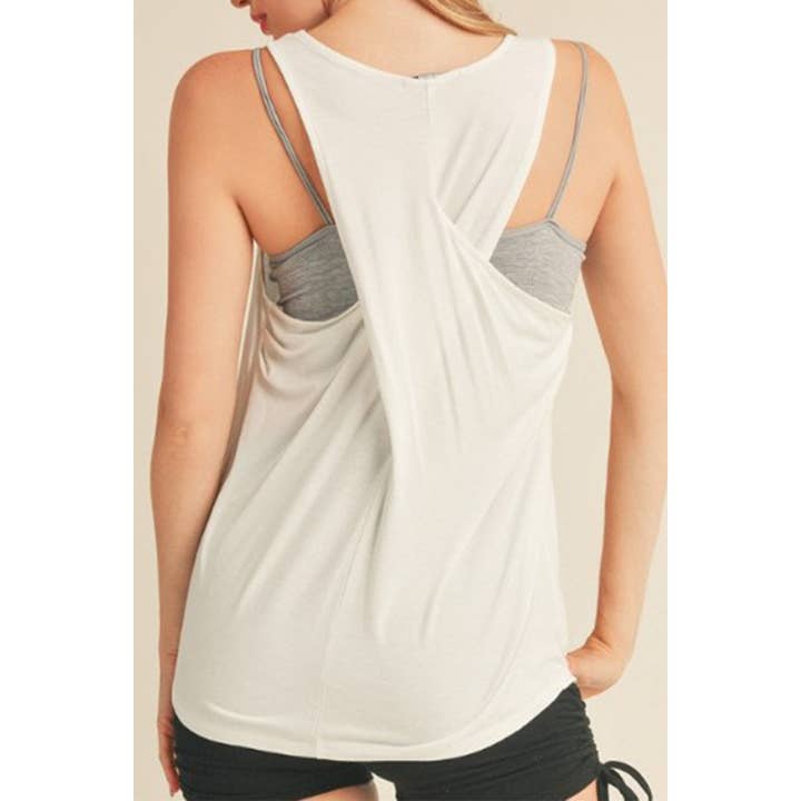 SCOOP NECK TWISED BACK TANK TOP for wholesale by UP CLOTHING