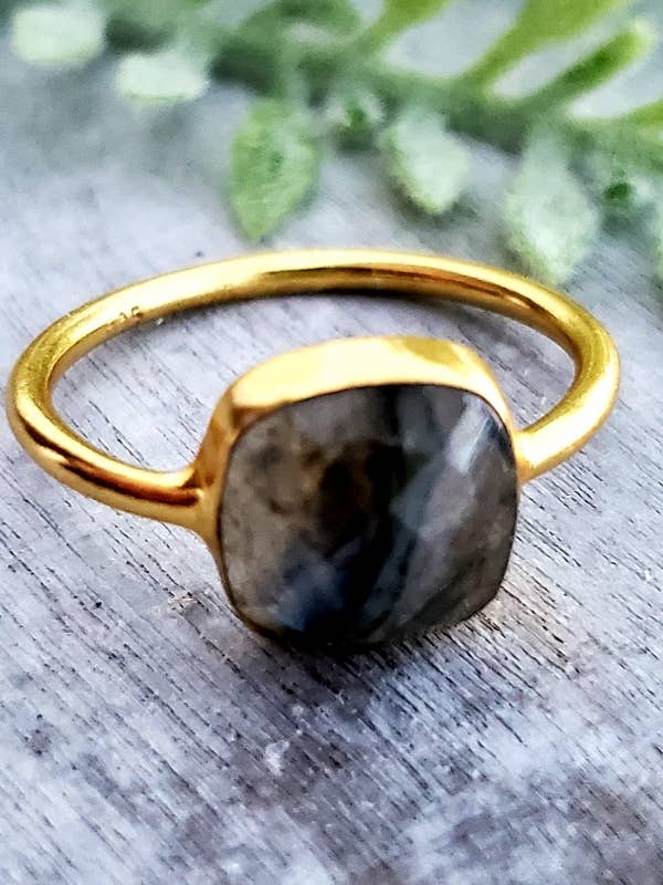 Labradorite Cushion Ring for wholesale by Sosie Designs