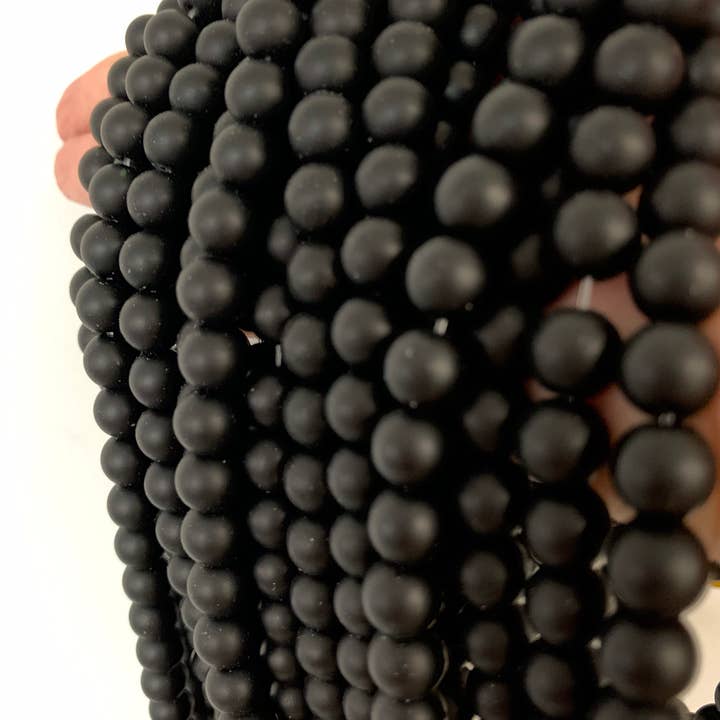 The Bead Bazaar - Wholesale Beads - Matte Black Onyx Beads, Onyx Beaded Jewelry, Black Onyx Beads, 8mm Onyx Beads, Wholesale Mala Beads, Bulk Beads For Jewelry Making, Onyx Beads