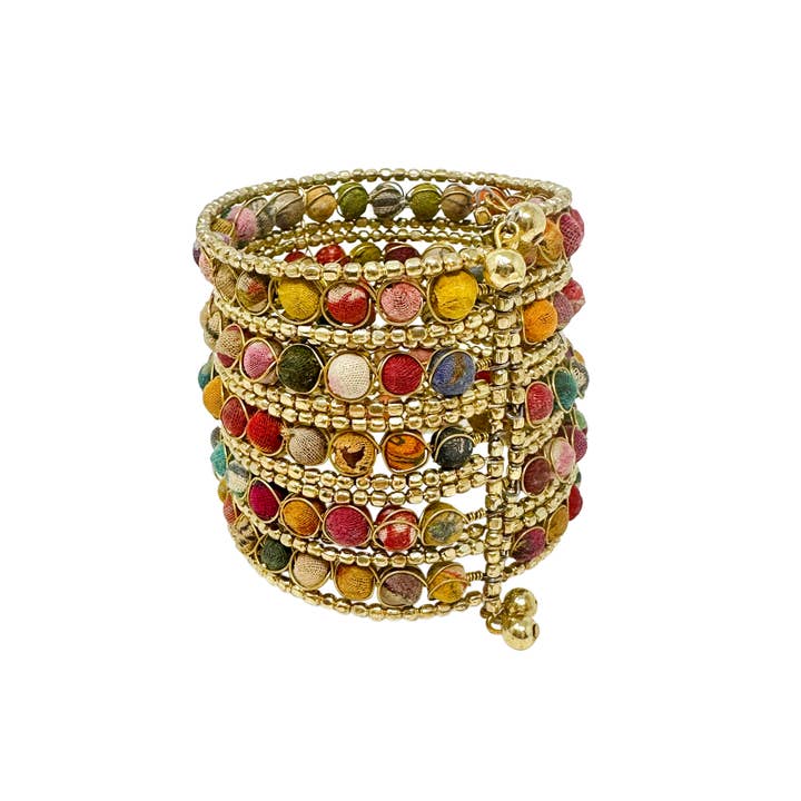 WorldFinds - Wholesale Cuff Bracelet - Kantha Beaded Grid Cuff1
