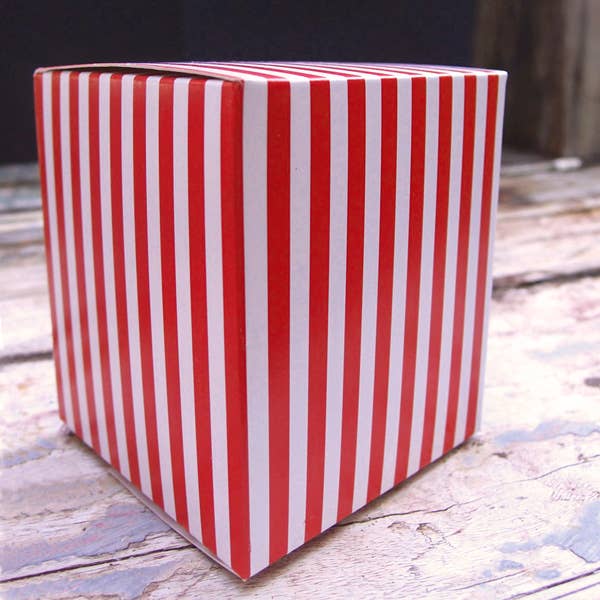 Packaging Decor - Vendita all'ingrosso Borse/Scatole per gadget da festa - Mini scatole di carta a righe rosse e bianche (2 misure)2