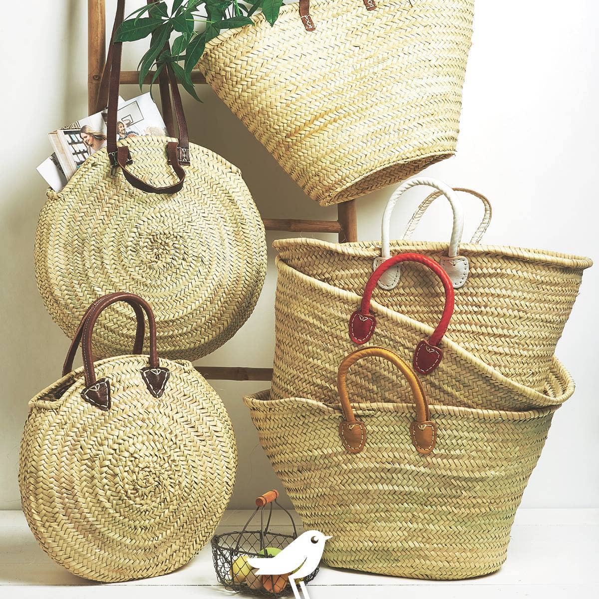 HandmadeBestSeller - Wholesale Beach Bag - STRAW BAG Handmade with leather, French Market Basket11