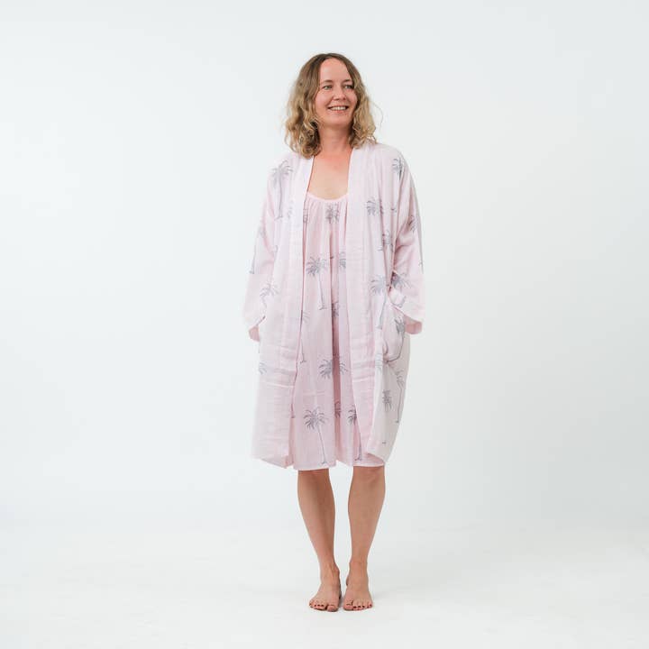 Kimono in cotone con palma per la vendita all'ingrosso da parte di Nest Factory