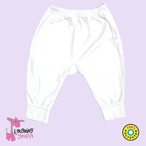 WHITE Baby Joggers Pants 100% Polyester | sublimation blanks for wholesale on Faire