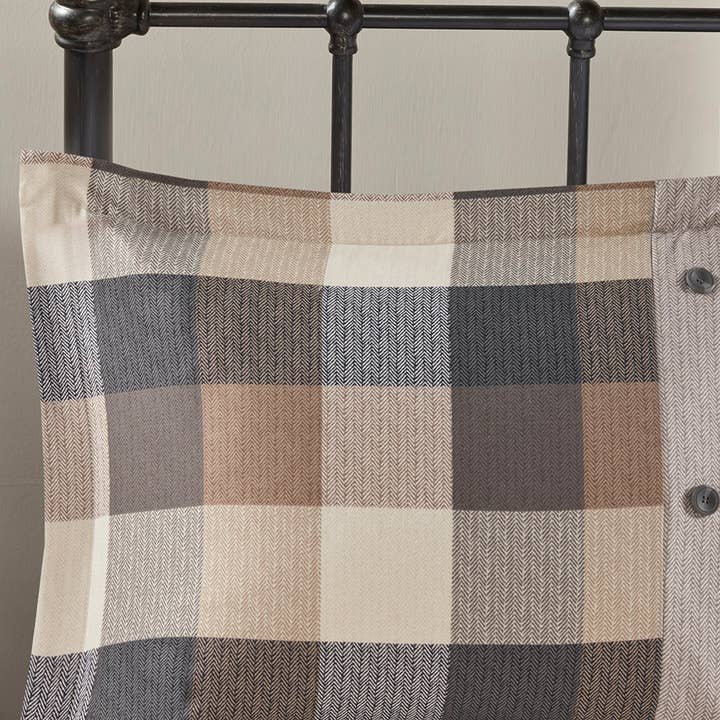 Olliix - Wholesale Bedding Set - Cabin Farmhouse Buffalo Check Comforter/Duvet Cover Set, Tan