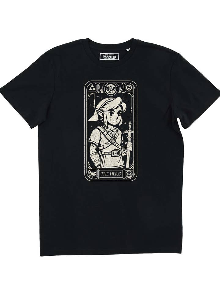 Black The Hero T-shirt 100% organic cotton GOTS for wholesale by Grafitee