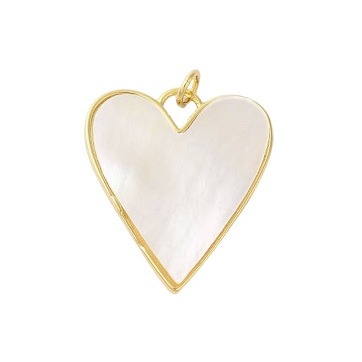 18k Gold Plated Brass Mother of Pearl Heart Charm for wholesale by Love, Paige Designs