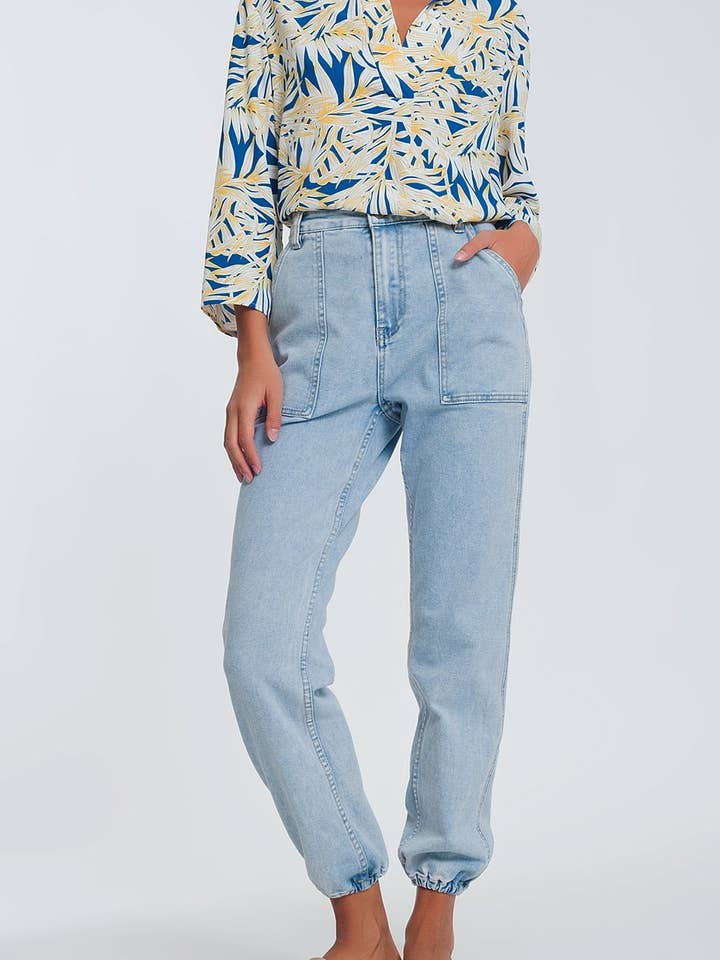 Pocket detalje jeans i lys denim for engroshandel hos Q2—All Orders:Free Duties for the US,UK,and Canada