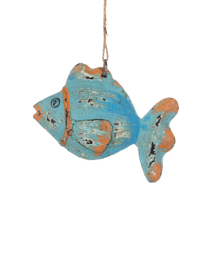 Blue Iron Fish Hanging for wholesale by Shoeless Joe Ltd