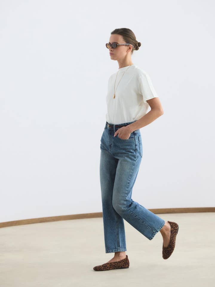 Jeans de Cintura Alta de Perna Reta Azul Médio por atacado de Kadriye Baştürk