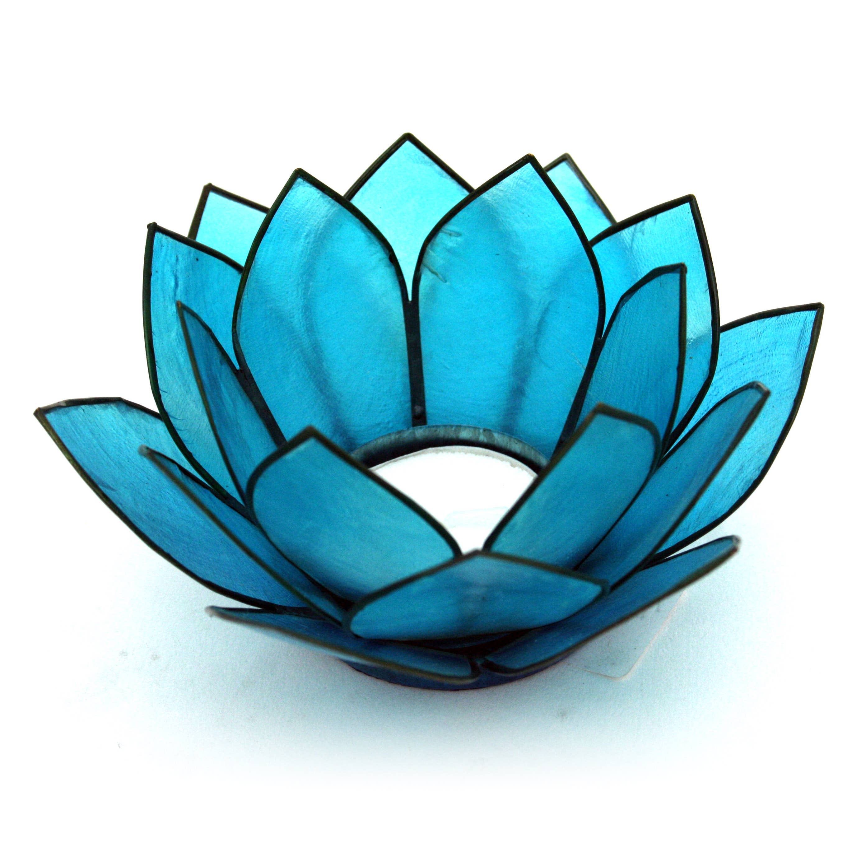 Modern World by Contrast Inc. - Wholesale Candle Holder - Turquoise capiz small lotus candle tealight holder2