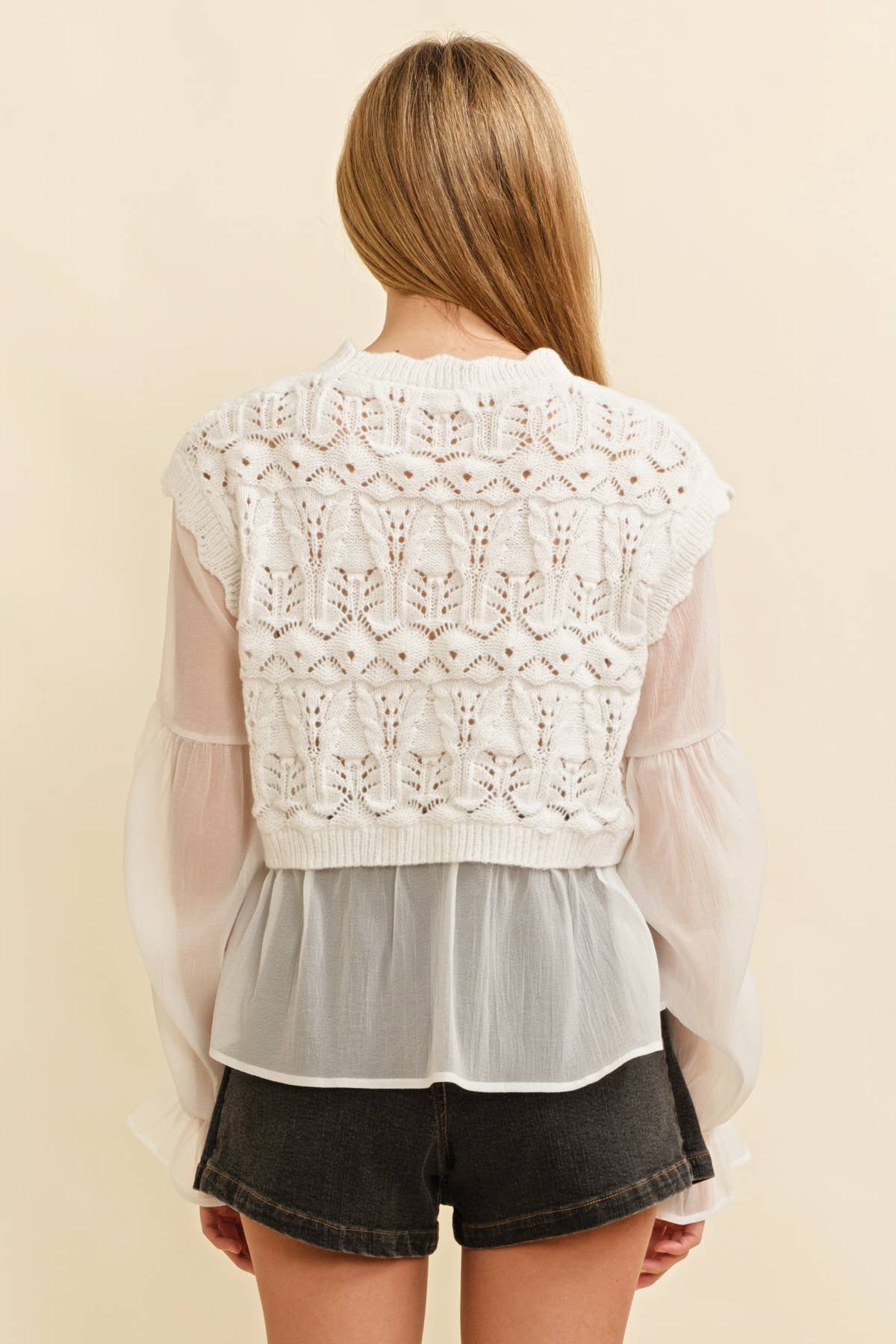 Cloud Ten - Wholesale Knit Top - Women's - CSW11746A - CROCHET LAYERED TOP16
