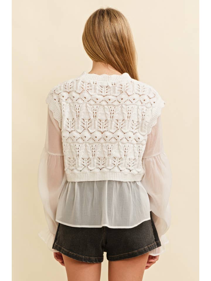 Cloud Ten - Wholesale Knit Top - Women's - CSW11746A - CROCHET LAYERED TOP16