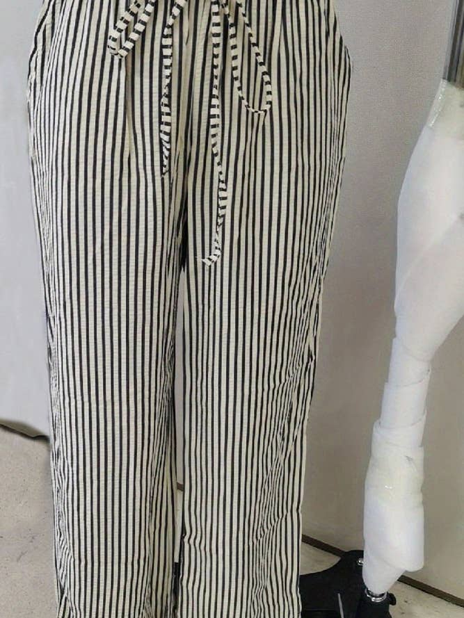 Black Stripes High Waist Pockets Pants ZK2054 for wholesale on Faire3