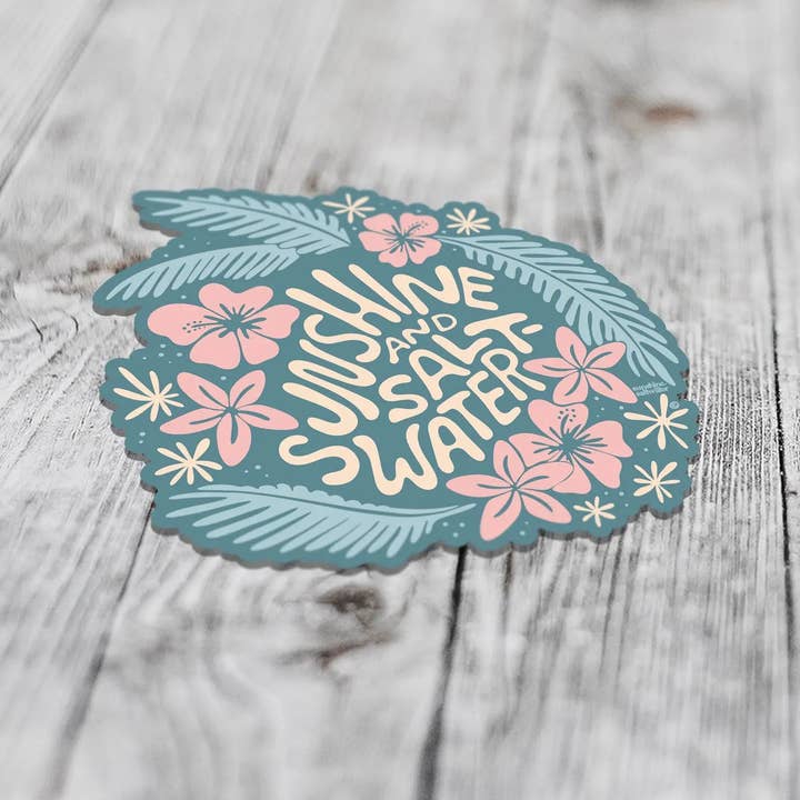 Tropical Sunshine + Saltwater (blues) | Large Sticker for wholesale by Sunshine + Saltwater