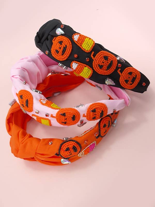 HALLOWEEN CANDY CORN BEADED HEADBAND HAIR BAND | 90HB5262 for wholesale by JOSSLYN by wall to wall
