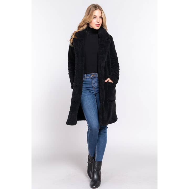 Apolline - Wholesale Coat - Women's - NOTCHED COLLAR PATCH POCKET SHERPA COAT13
