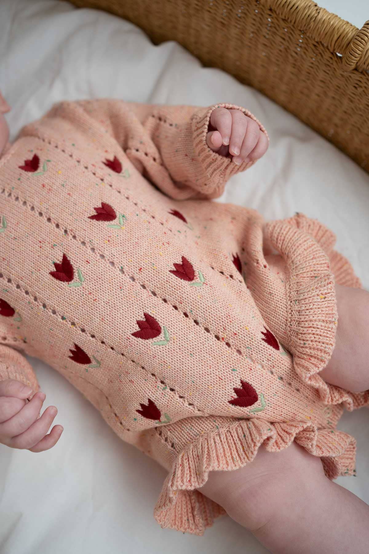 FRECKLES the label - Wholesale Jumpsuit – Baby - Embroidered Pointelle Romper | Sherbet Tulip3