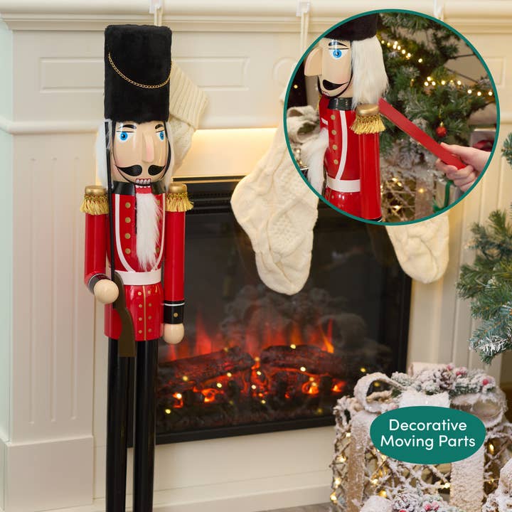 The Twiddlers - Wholesale Christmas Decoration - Large Wooden Christmas Nutcracker Soldier/Beefeater 90CM/35"