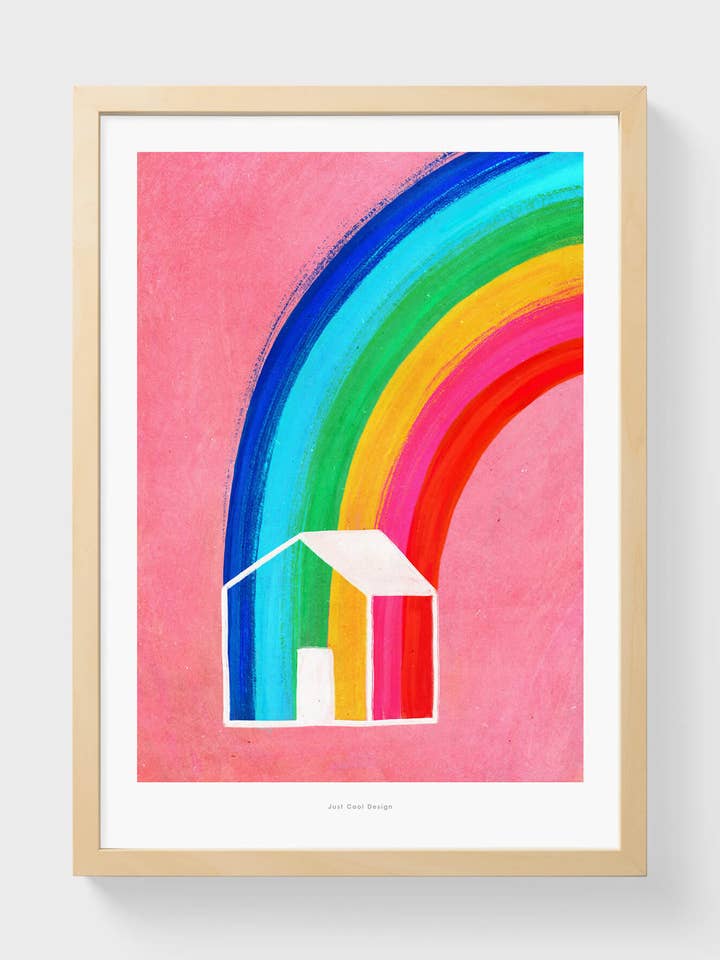Rainbow House | Impression artistique A5 colorée et stimulante pour la vente par Just Cool Design