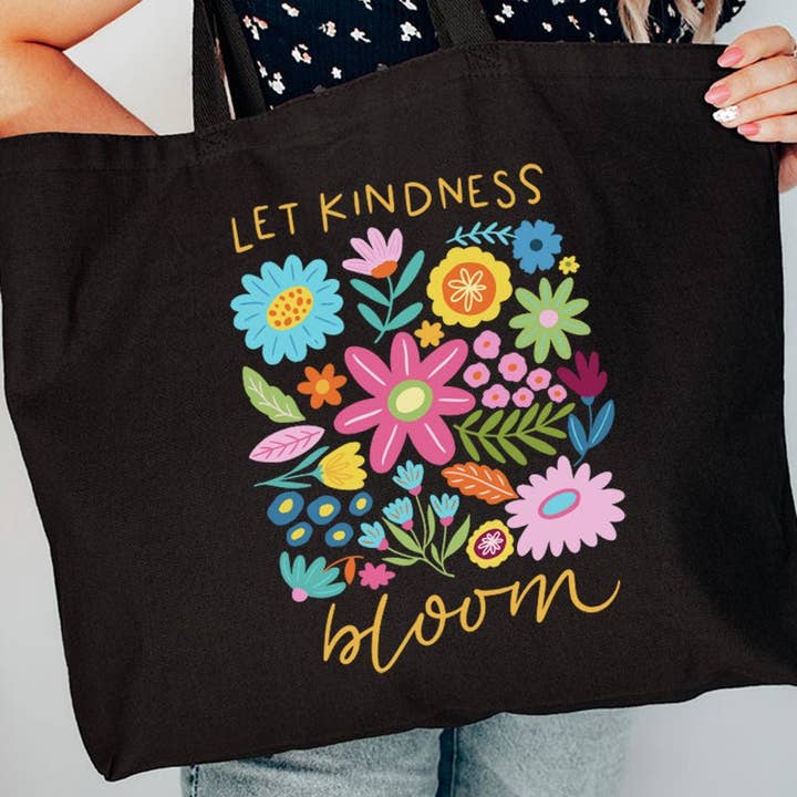 Wholesale Accessory Market - Wholesale Tote Bag - Women's - Boho Let Kindness Bloom Canvas Jumbo Tote0