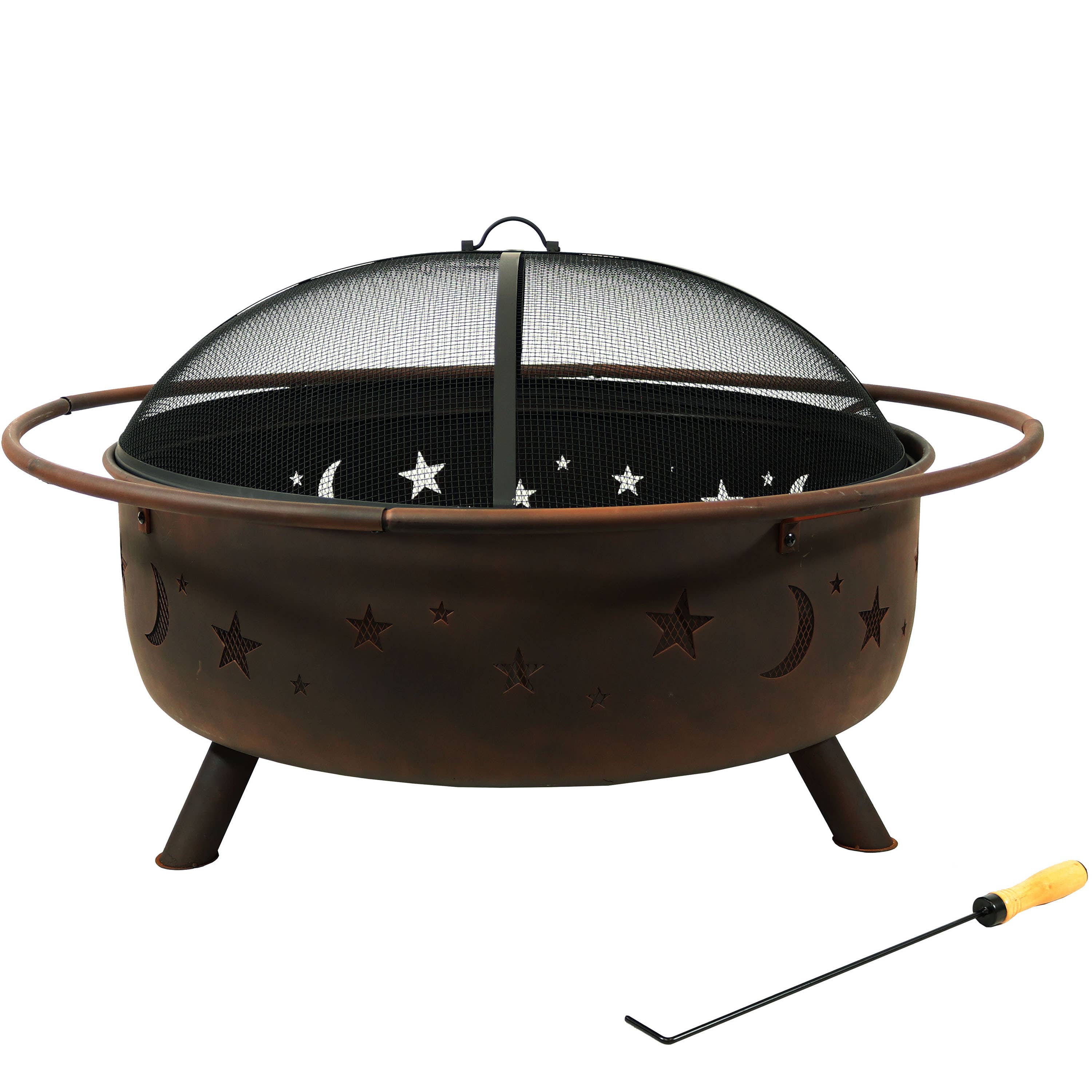 Sunnydaze Decor - Wholesale Fire Pit - 42 in Cosmic Steel Fire Pit with Spark Screen and Poker1