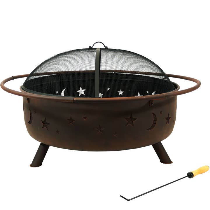 Sunnydaze Decor - Wholesale Fire Pit - 42 in Cosmic Steel Fire Pit with Spark Screen and Poker1