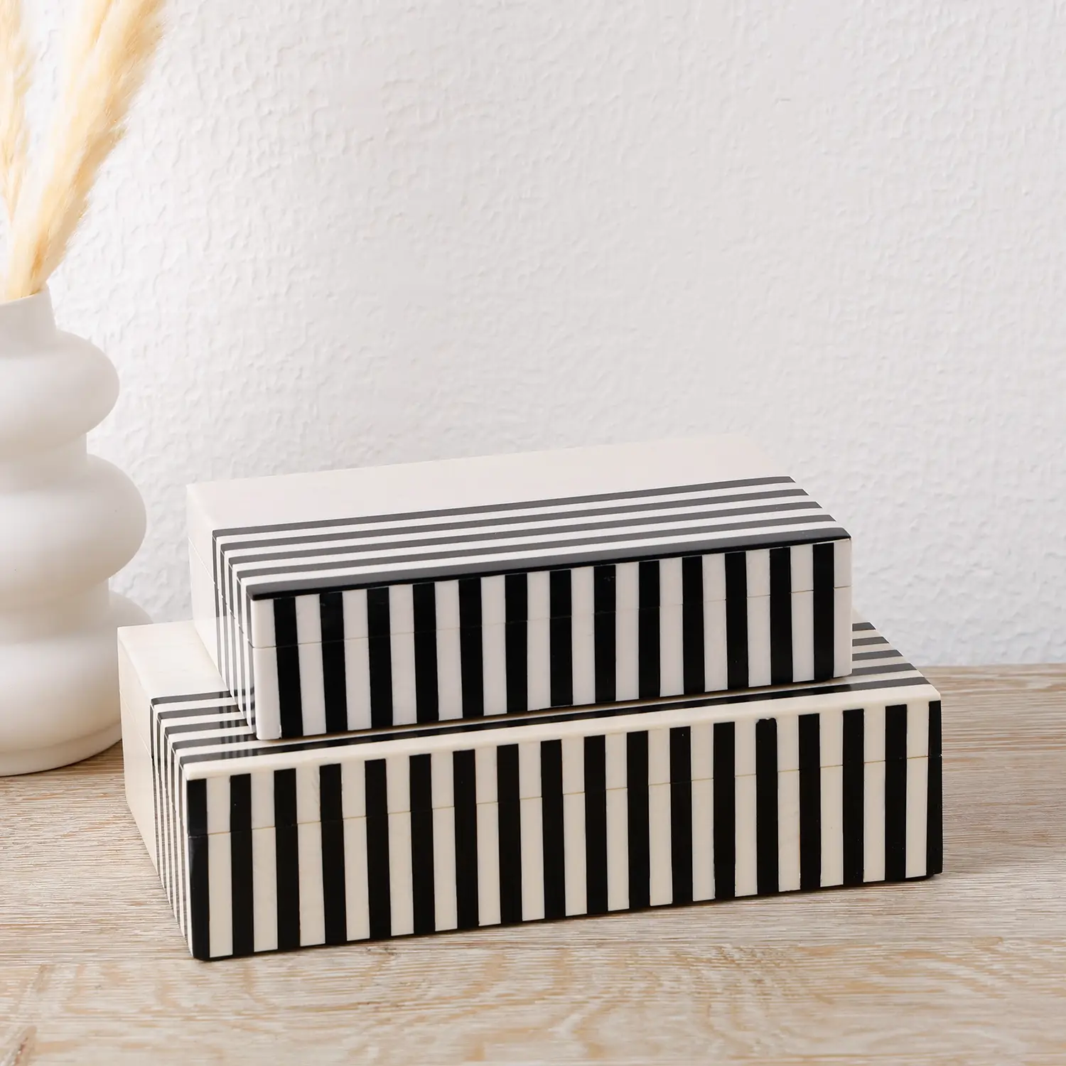 Handicrafts Home - Vente Boîtes décoratives - Boîte décorative Mono Plomb Blanc & Noir Disponible en 7 tailles18