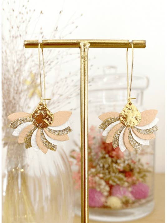 Louga Drop Earrings - Terracotta, White for wholesale by May & June