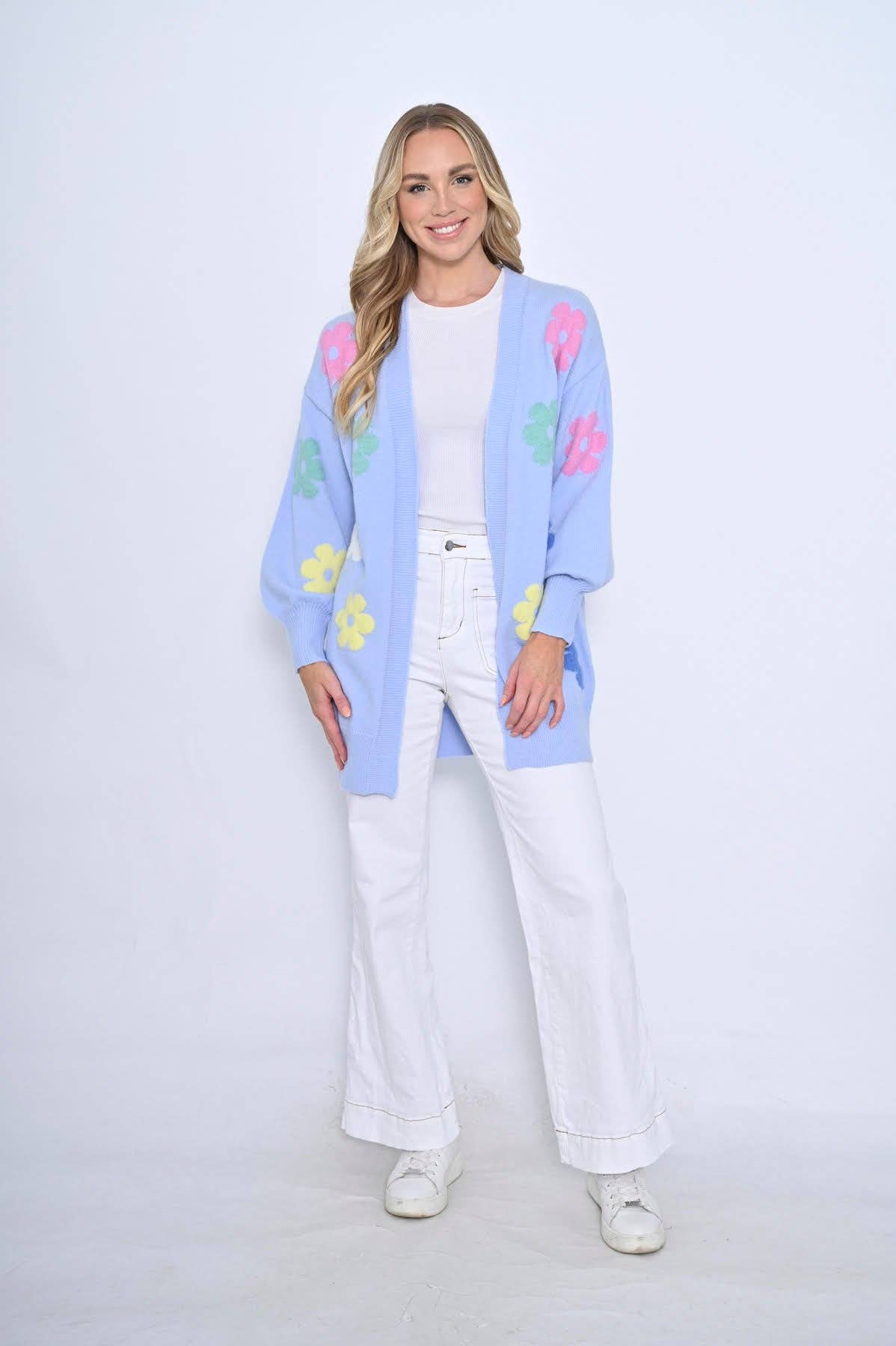 Stellino – wholesale Kofta - Dam – Daisy Love Stickad Cardi | Blå2