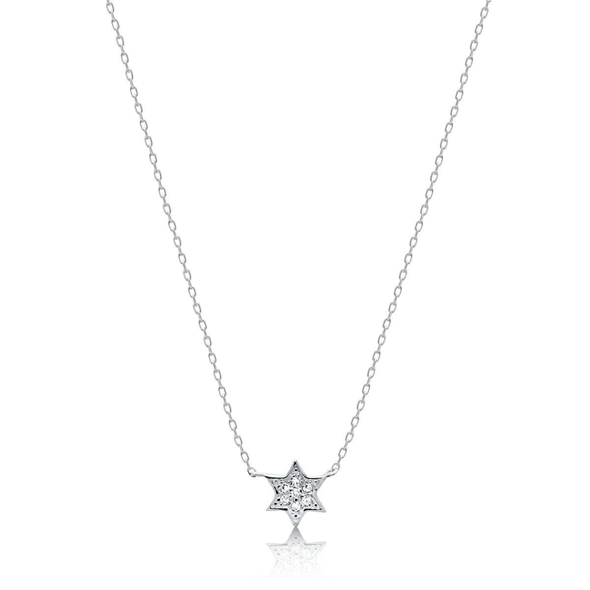 ALEF BET JEWELRY - Wholesale Pendant/Charm Necklace - Petite Jewish Star Necklace in 14k Gold with Diamonds5