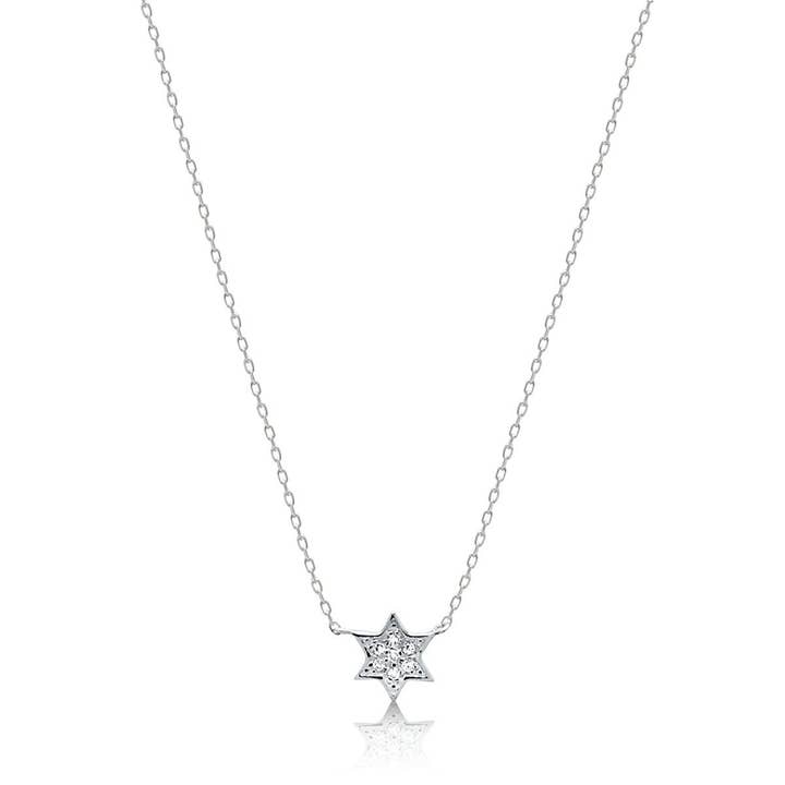 ALEF BET JEWELRY - Wholesale Pendant/Charm Necklace - Petite Jewish Star Necklace in 14k Gold with Diamonds5