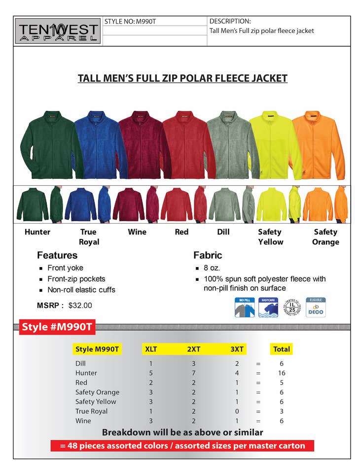 Casaco de lã polar com zíper completo para homem por atacado de Ten West Apparel