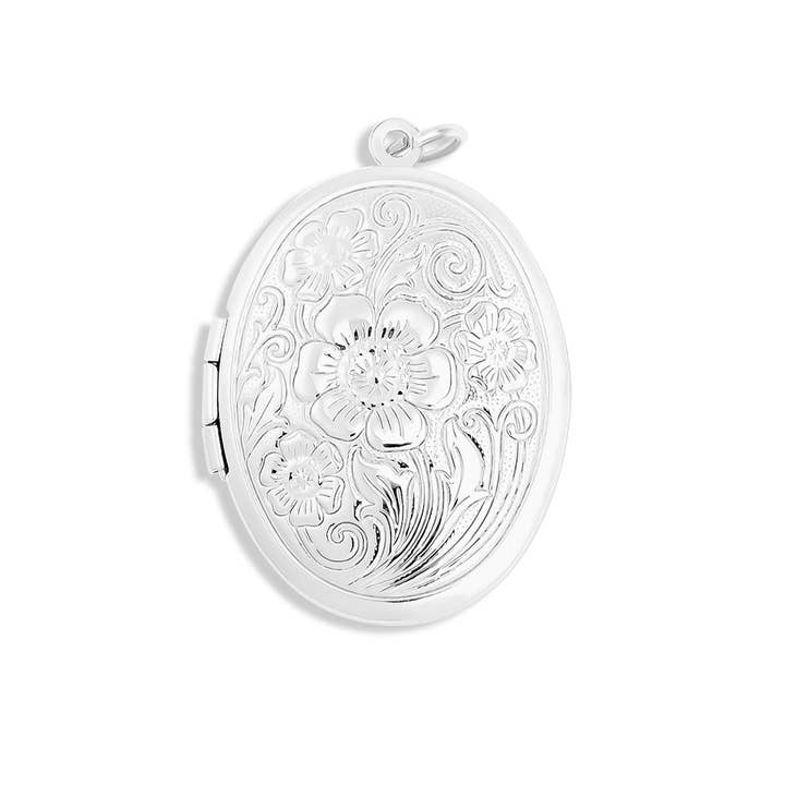 WJW - Wholesale Locket necklace - 18K Gold PVD Stainless Steel Textured Oval Locket Pendant6