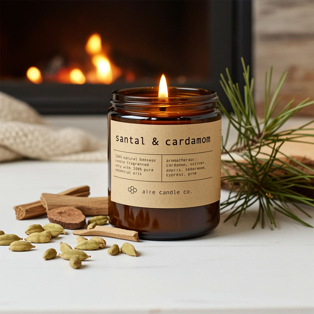 aire candle co. - Vente Bougie en bocal - bougie en cire d'abeille santal & cardamome1