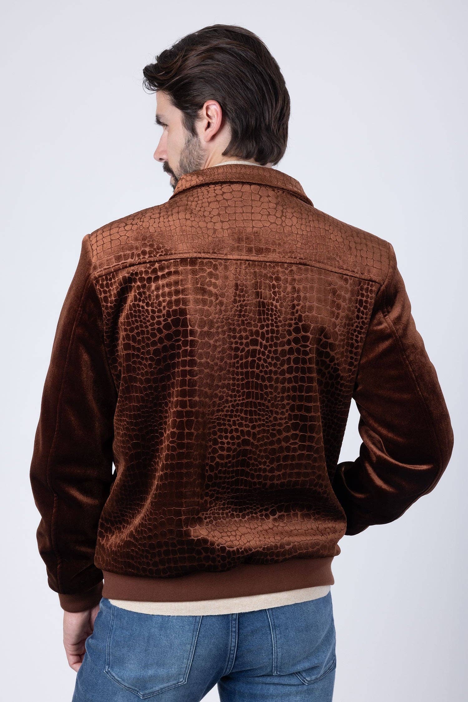 BARABAS - Vendita all'ingrosso Bomber - Uomo - Bomber da uomo in velluto con motivo coccodrillo 4BH883