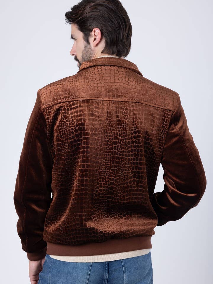 BARABAS - Vendita all'ingrosso Bomber - Uomo - Bomber da uomo in velluto con motivo coccodrillo 4BH883