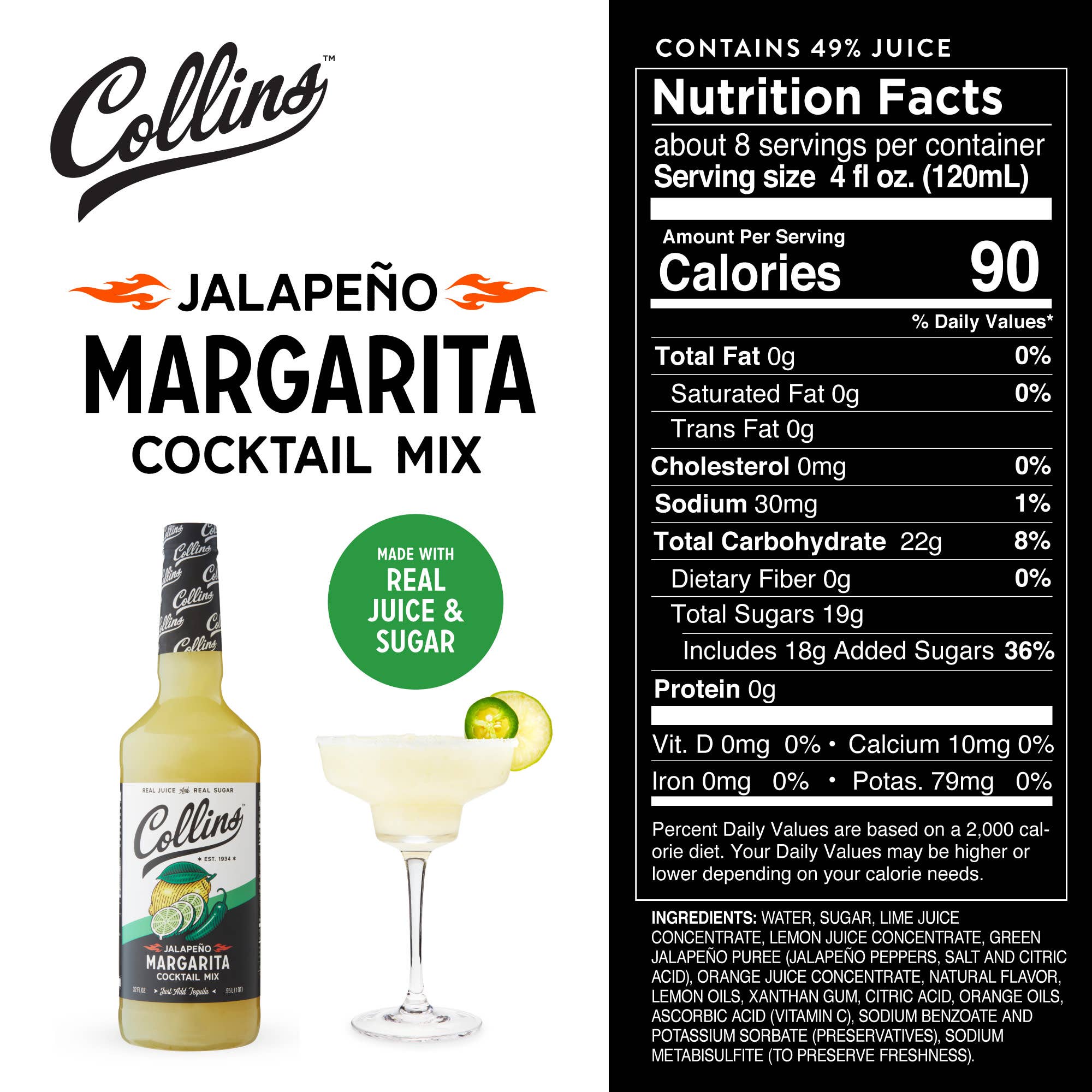 Collins - Wholesale Cocktail Mix/Syrup - Real Sugar Jalapeno Margarita Cocktail Mix 32 oz3