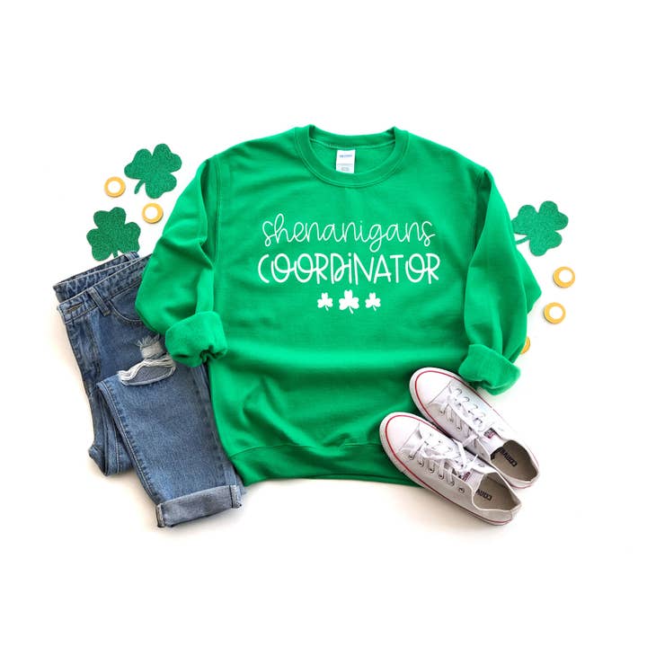 Shenanigan's Coordinator Sweatshirt, St. Patrick's Day Shirt for wholesale by Main Street Tees