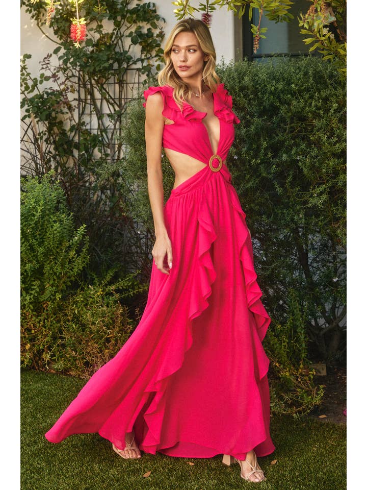 Dress Forum - Wholesale Dress - Women's - There She Goes Cutout Frilly Maxi Dress (1)