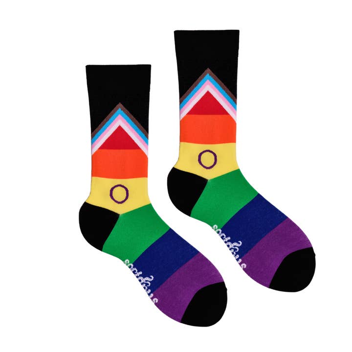 SCHWARZ LGBTQA+ Socken - Progress Pride für den Großhandel auf Faire2