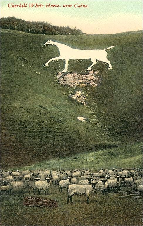 Found Image Press – wholesale Sticker – Sticker EN-76 Cherhill White Horse near Calne, England0