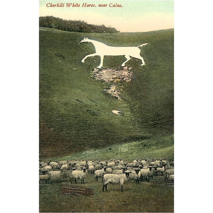 Found Image Press - Wholesale Sticker - Sticker EN-76 Cherhill White Horse bij Calne, Engeland