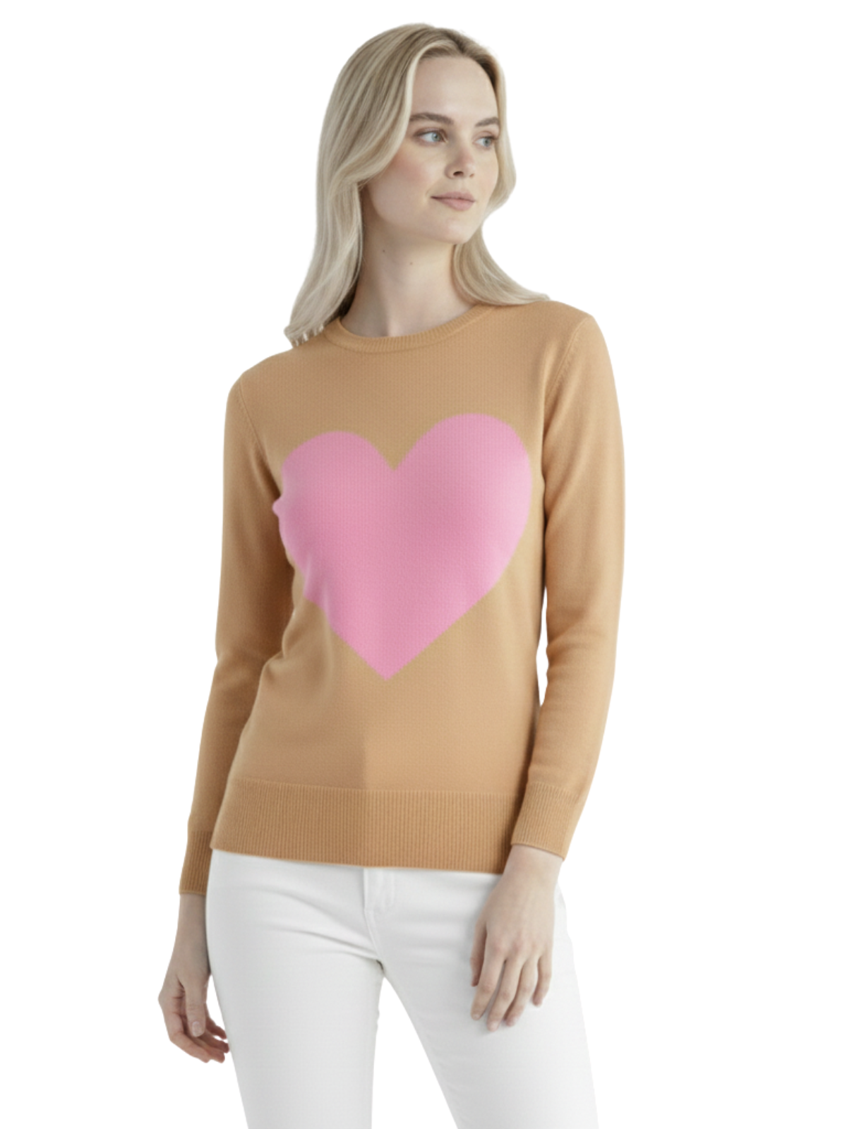 Mak - Vente Pull en maille – femme - Pull à col rond en chenille à manches 3/4 en forme de cœur MK359519