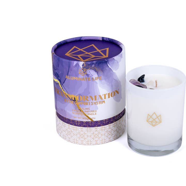 Aluminate Life - Wholesale Jar/Filled Candle - Transformation Intention Setting Crystal Scented Candle
