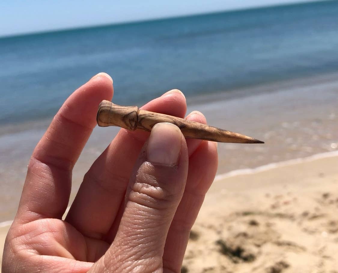 Katari Beauty - Wholesale Mask Applicator Brush/Tool - OIL APPLICATOR & OLIVE PICK | Hand-carved Olivewood ~2.5"1